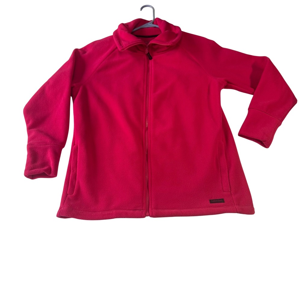 Calvin Klein Performance Pink Full Zip Fleece Jacket Mock Neck Quick Dry 0X